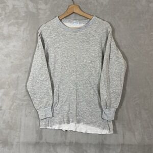 Duofold Thermal Shirt Mens Medium Two Layer Fabric Long Sleeve Pullover Gray
